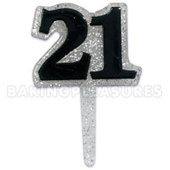 21st Birthday Glitter Cupcake Picks 11pcs