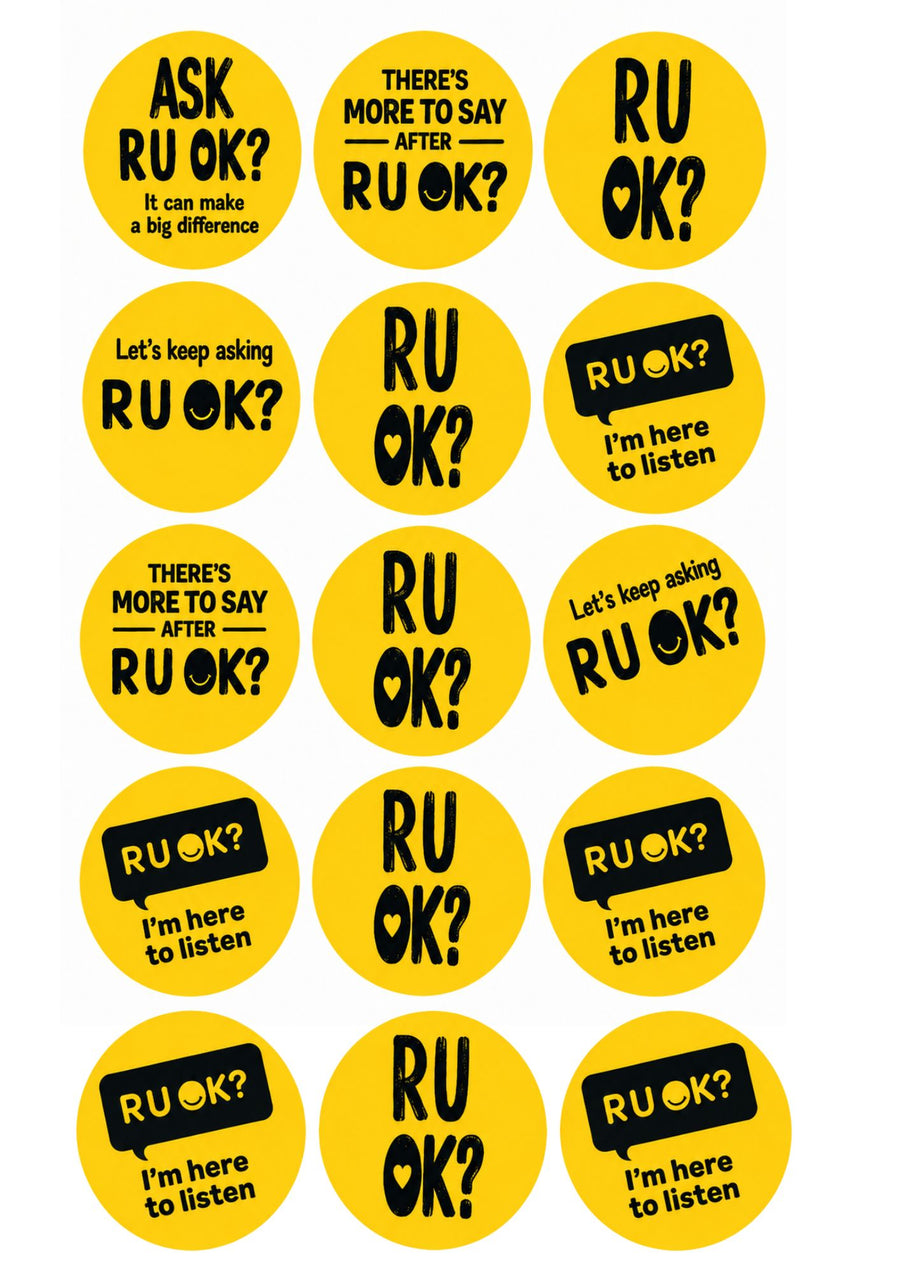 R U OK? Day 15 x Edible Frosting or Wafer Cupcake Cookie Toppers