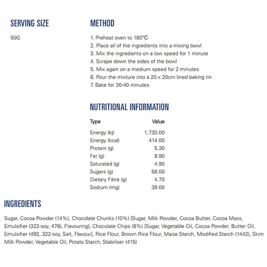 Bakels Gluten Free Gold Label Chocolate Brownie Mix 500g