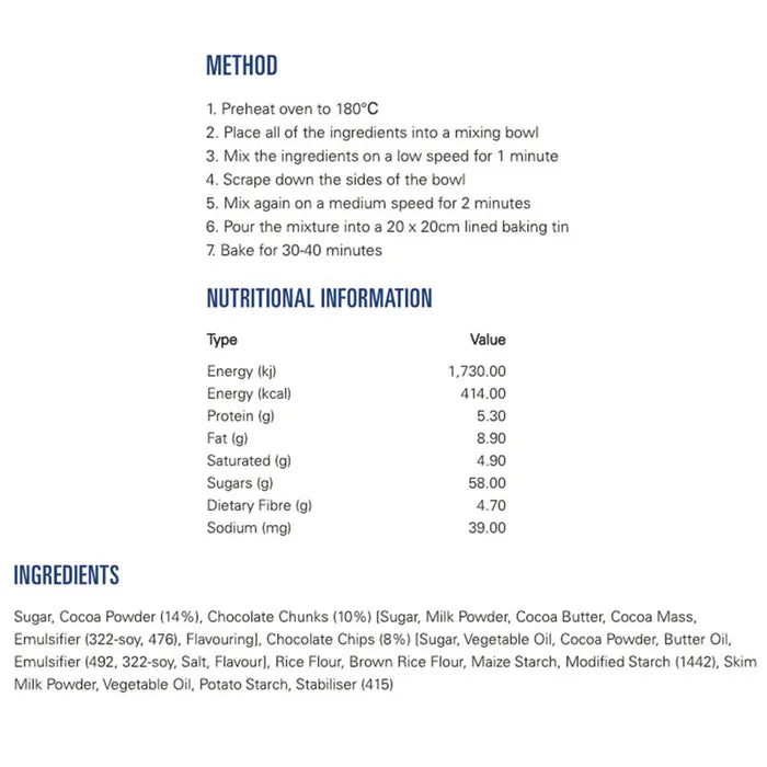 Bakels Gold Label Chocolate Brownie Mix 500g