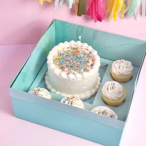CAKE CRAFT | CLEAR LID | BLUE BENTO 5 HOLE CUPCAKE AND CAKE BOX