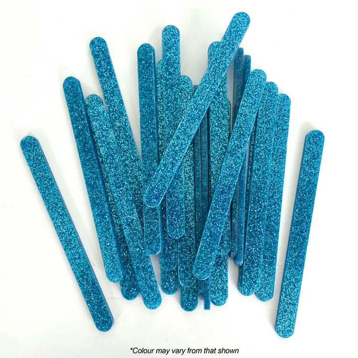 Blue Glitter Ice Cream/Popsicle Sticks 24pcs (11cm)