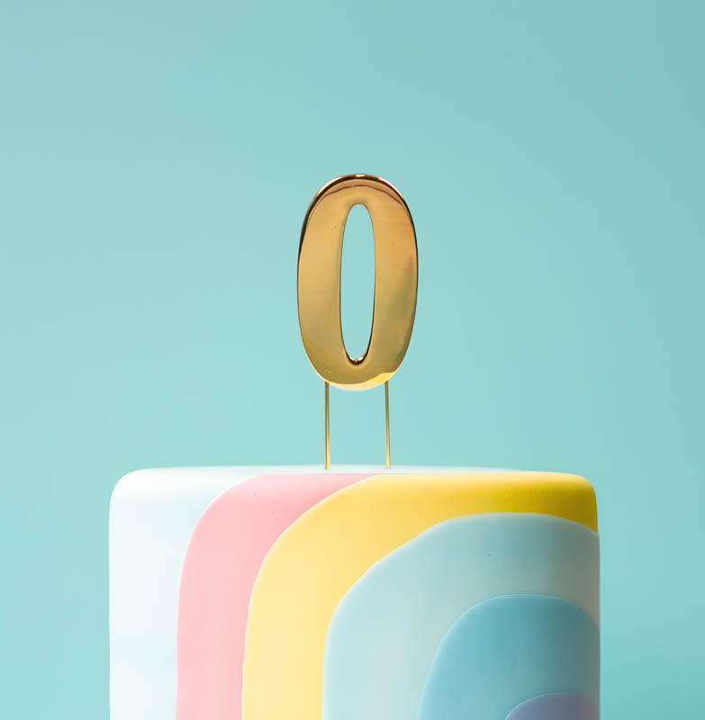 BOLD Cake Topper (7cm) - GOLD NUMBER 0