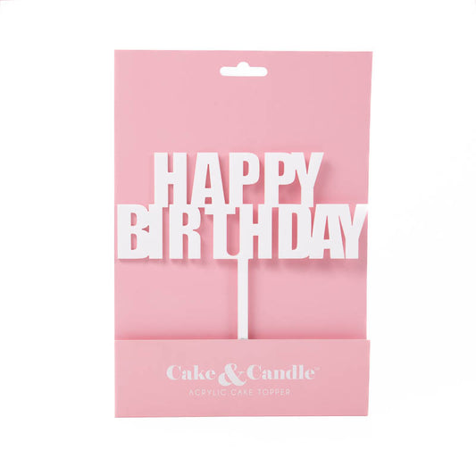 BOLD Happy Birthday Cake Topper - WHITE