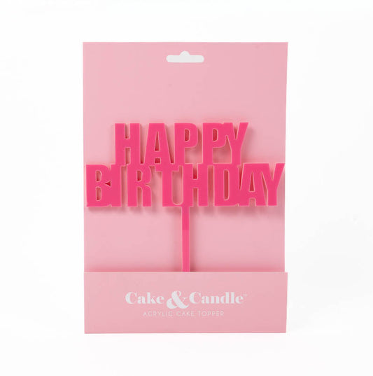 BOLD Happy Birthday Cake Topper - PINK