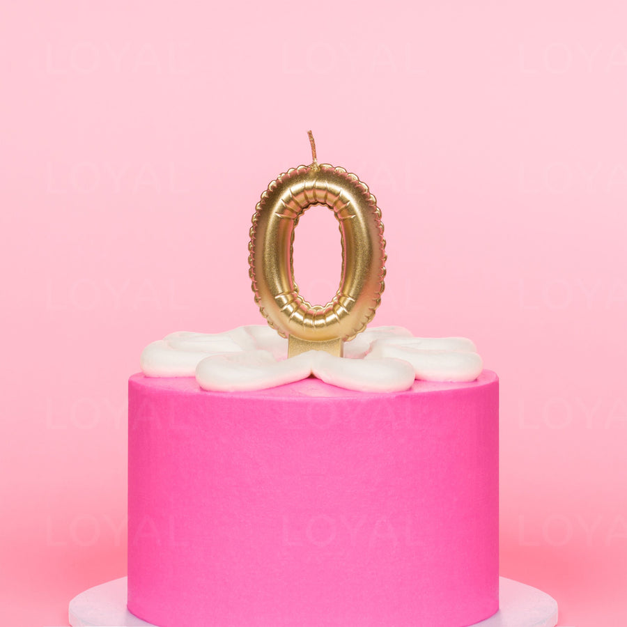 Balloon Number "0" Candle - Metallic Gold