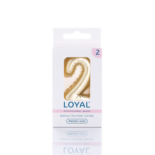 Balloon Number "2" Candle - Metallic Gold