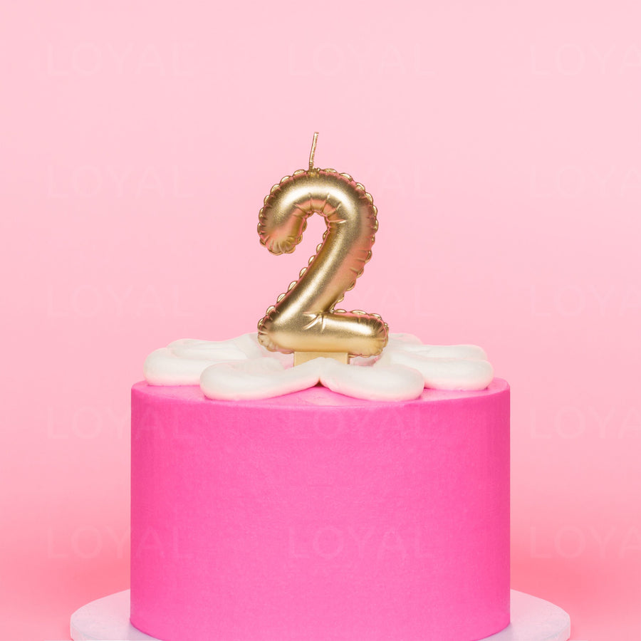 Balloon Number "2" Candle - Metallic Gold