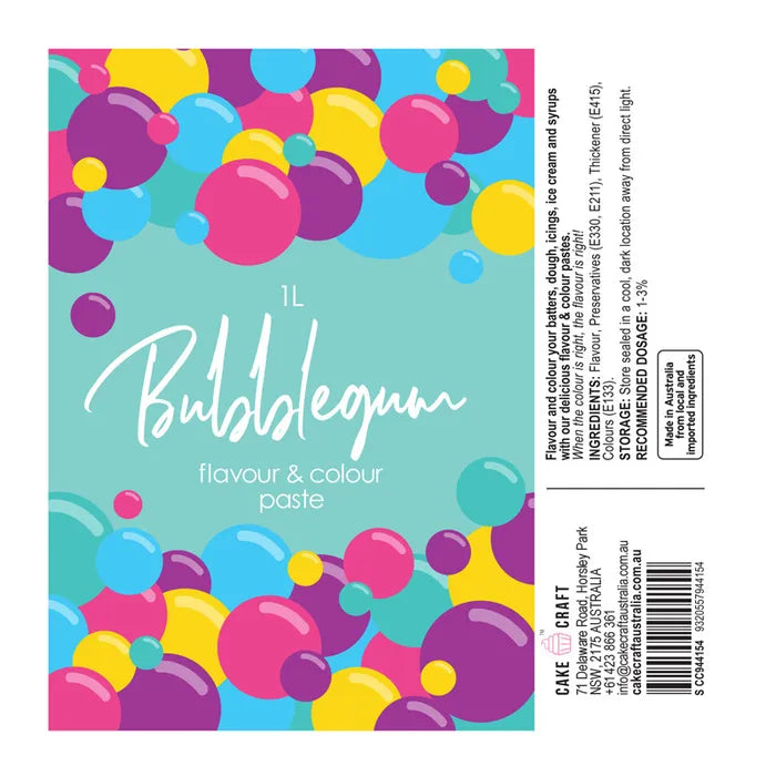Cake Craft Bubblegum Flavour & Colour Paste 1 litre BULK