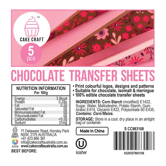 Chocolate Transfer Sheets - 5 pack