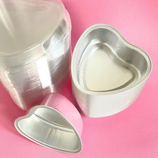 Foil Heart Baking Cup with Lid - Light Pink (50 pack)
