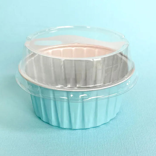 CAKE CRAFT | FOIL BAKING CUP WITH LID | ROUND | LIGHT BLUE | 50 PACK
