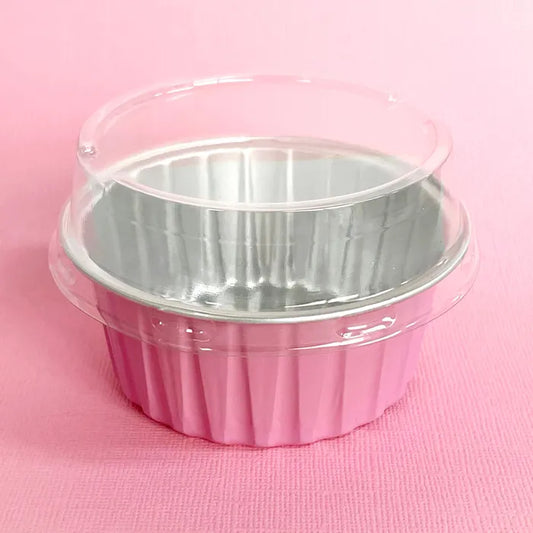 CAKE CRAFT | FOIL BAKING CUP WITH LID | ROUND | LIGHT PINK | 50 PACK