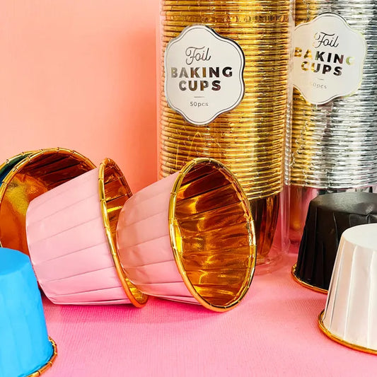 Foil Baking Cup Round - Pink and Gold (50 pack)