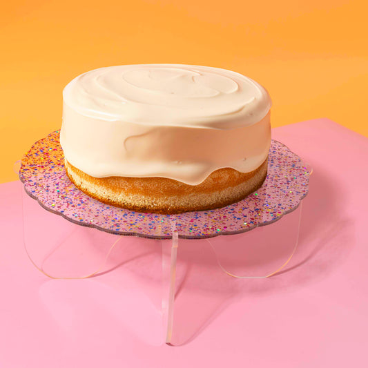 CAKE & CANDLE Plateau Gateau 3-Piece Acrylic Cake Stand (GLITTER/CLEAR)