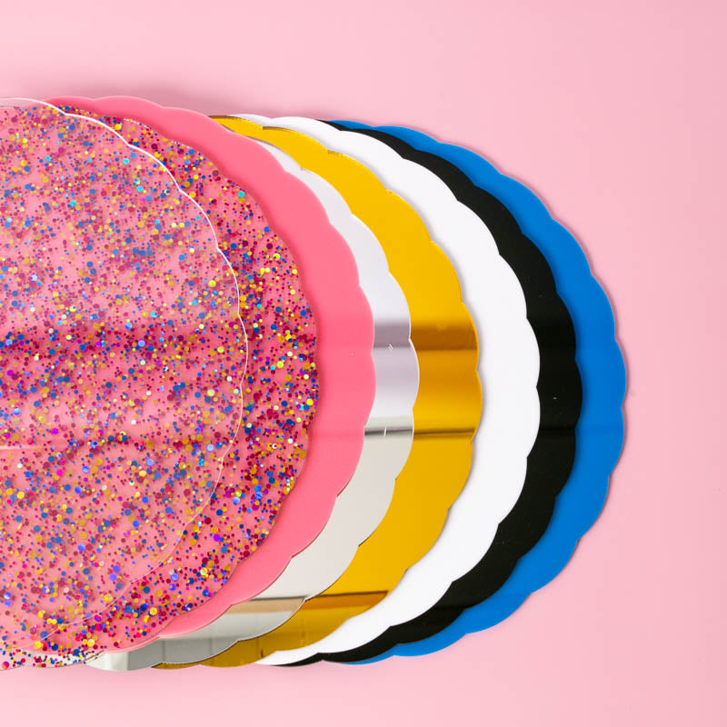 CAKE & CANDLE Plateau Gateau 3-Piece Acrylic Cake Stand (GLITTER/CLEAR)