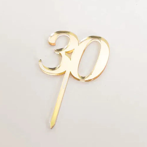 Mirror Cupcake Acrylic Topper - "30" Gold