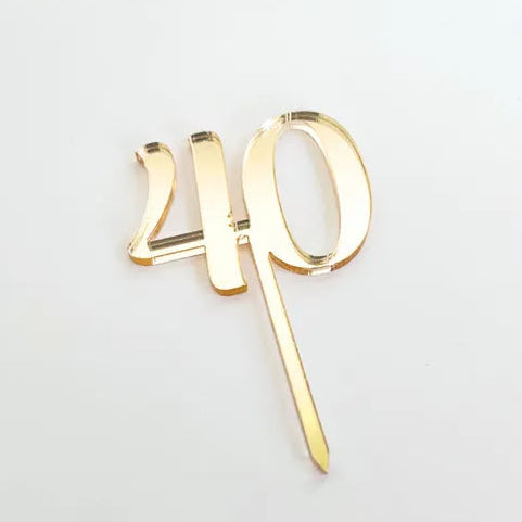 Mirror Cupcake Acrylic Topper - "40" Gold