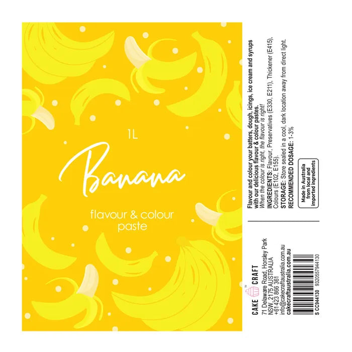 Cake Craft Banana Flavour & Colour Paste 1 litre BULK