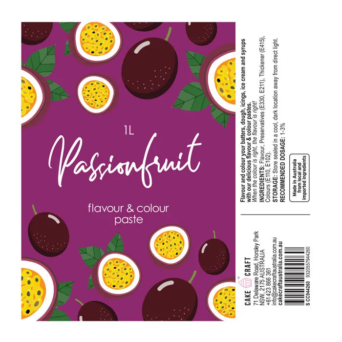 Cake Craft Passionfruit Flavour & Colour Paste 1 litre BULK