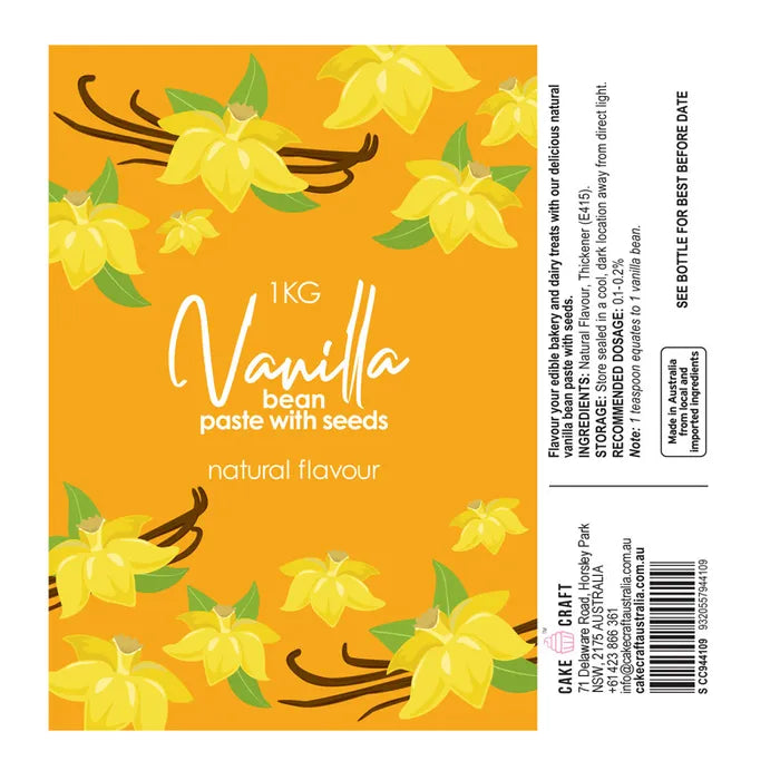 Cake Craft Vanilla Bean Paste With Seeds Flavour Natural - 1 litre BULK