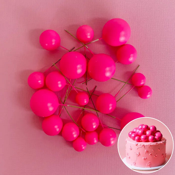 Electric Pink Deco Foam Ball Round Cake Topper (20 piece)