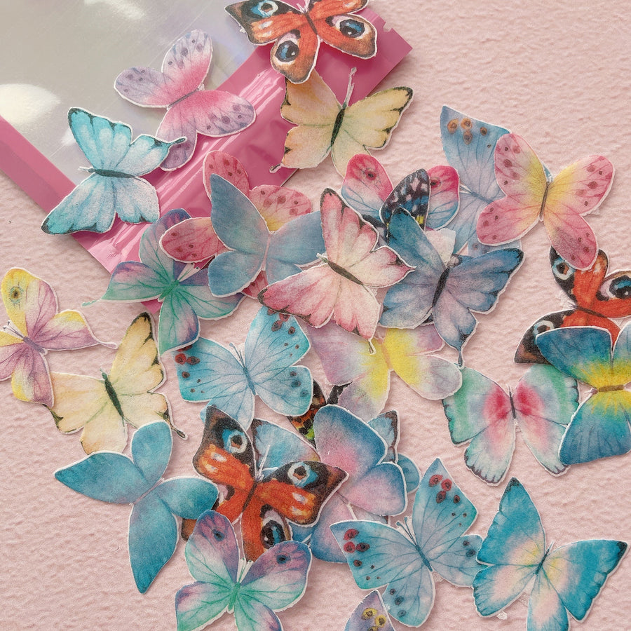 Edible Wafer Cake Cupcake Topper | Fairy Garden Butterflies - Set of 30