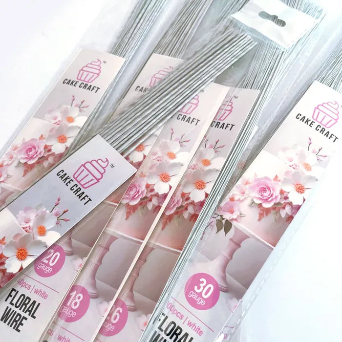 Cake Craft Floral Wire 28 Gauge - WHITE 20 pieces