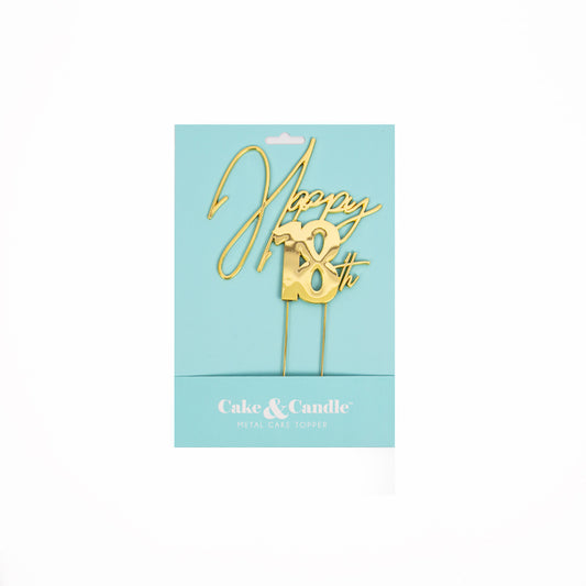 GOLD Metal Cake Topper - HAPPY 18th