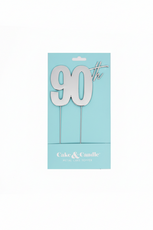 SILVER Metal Cake Topper - 90th