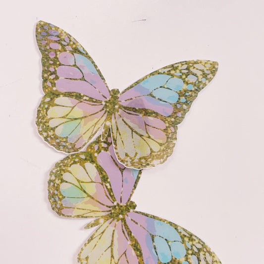 Edible Wafer Cake Cupcake Topper | Giant Wafer Paper Butterflies in Pastels & Gold - Set of 2
