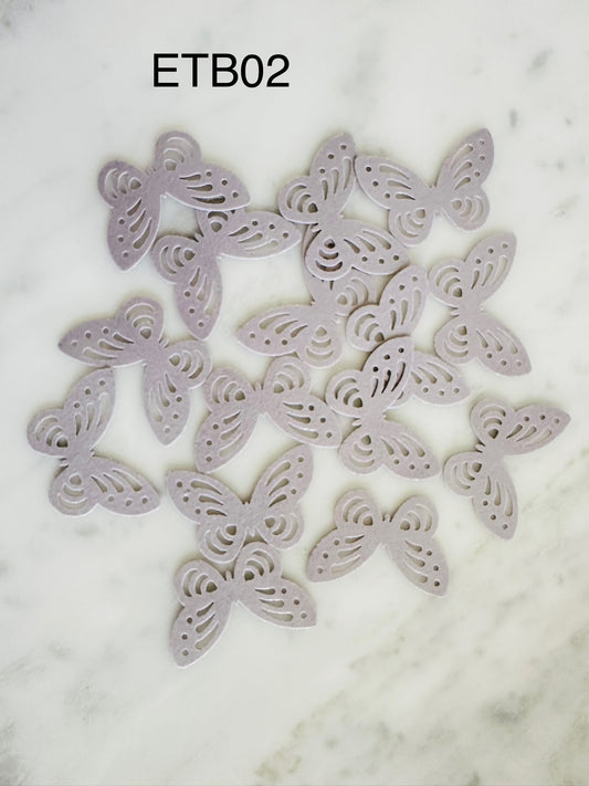 Edible Wafer Cake Cupcake Topper | Etched Butterfly Grey (15 Pack)