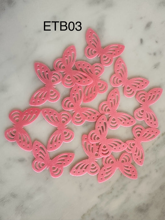 Edible Wafer Cake Cupcake Topper | Etched Butterfly Dark Pink (15 Pack)