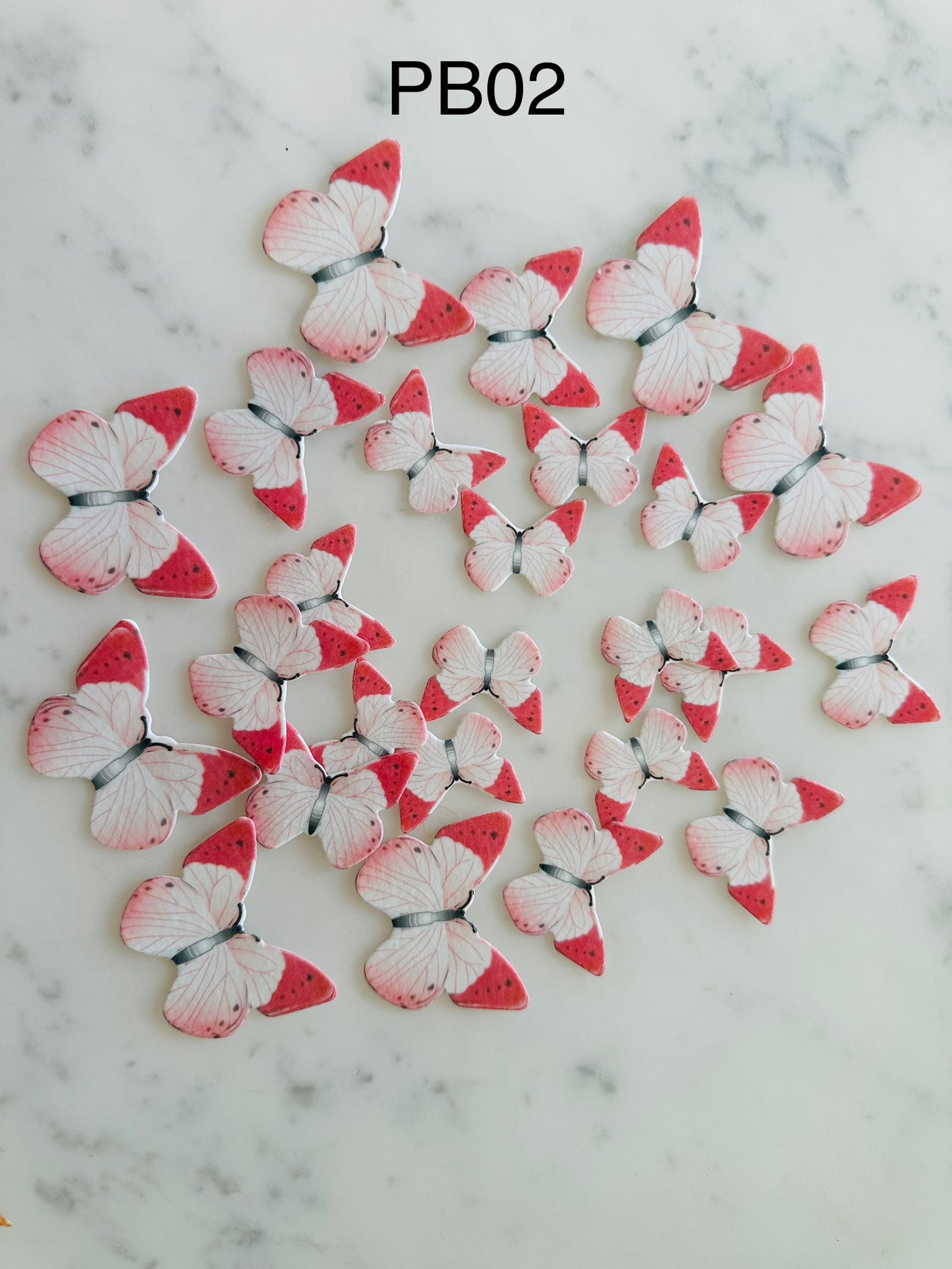 Edible Wafer Cake Cupcake Topper | Pink Butterfly (with white bottom) (12 Pack)