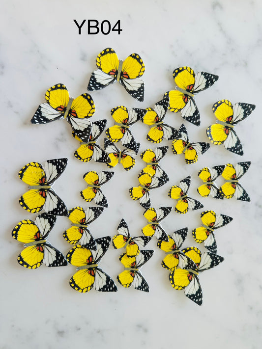 Edible Wafer Cake Cupcake Topper | Yellow Butterfly (yellow & black) (12 Pack)