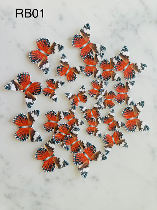 Edible Wafer Cake Cupcake Topper | Red Butterfly (12 Pack)