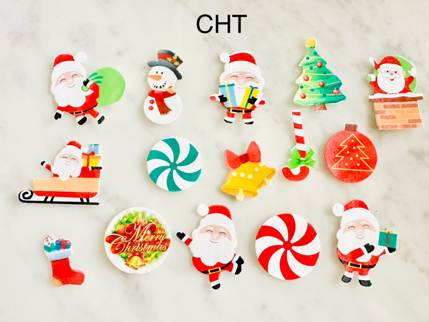 Edible Wafer Cake Cupcake Topper | Christmas Assorted (12 pack)