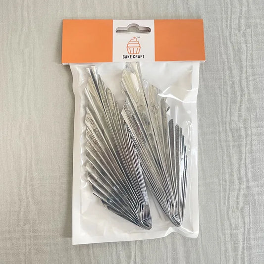 Metallic Silver Deco Fan Cake Topper (2 piece)