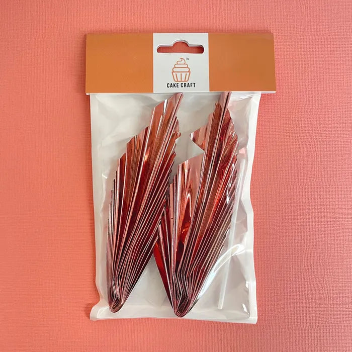 Metallic Rose Gold Deco Fan Cake Topper (2 piece)