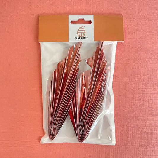 Metallic Rose Gold Deco Fan Cake Topper (2 piece)