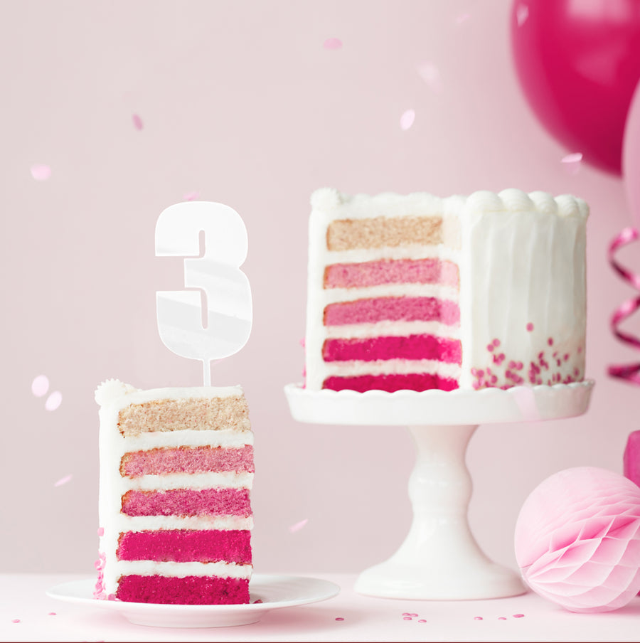 Mega Number 3 Cake Topper - WHITE