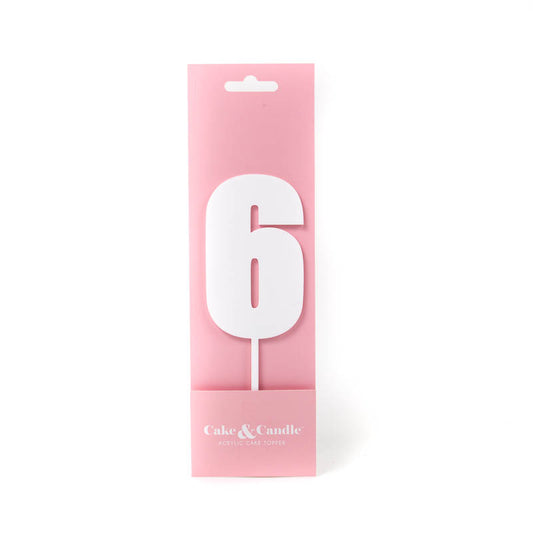 Mega Number 6 Cake Topper - WHITE