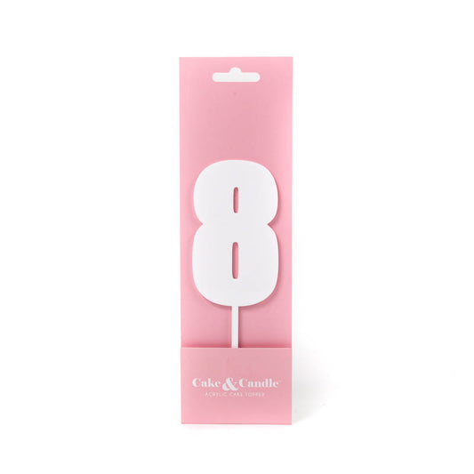 Mega Number 8 Cake Topper - WHITE