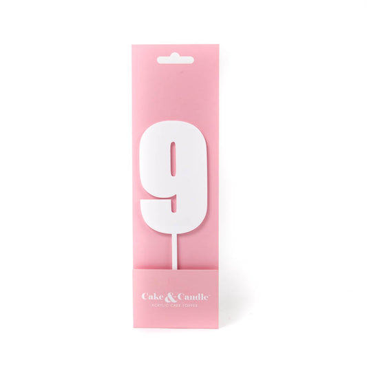 Mega Number 9 Cake Topper - WHITE