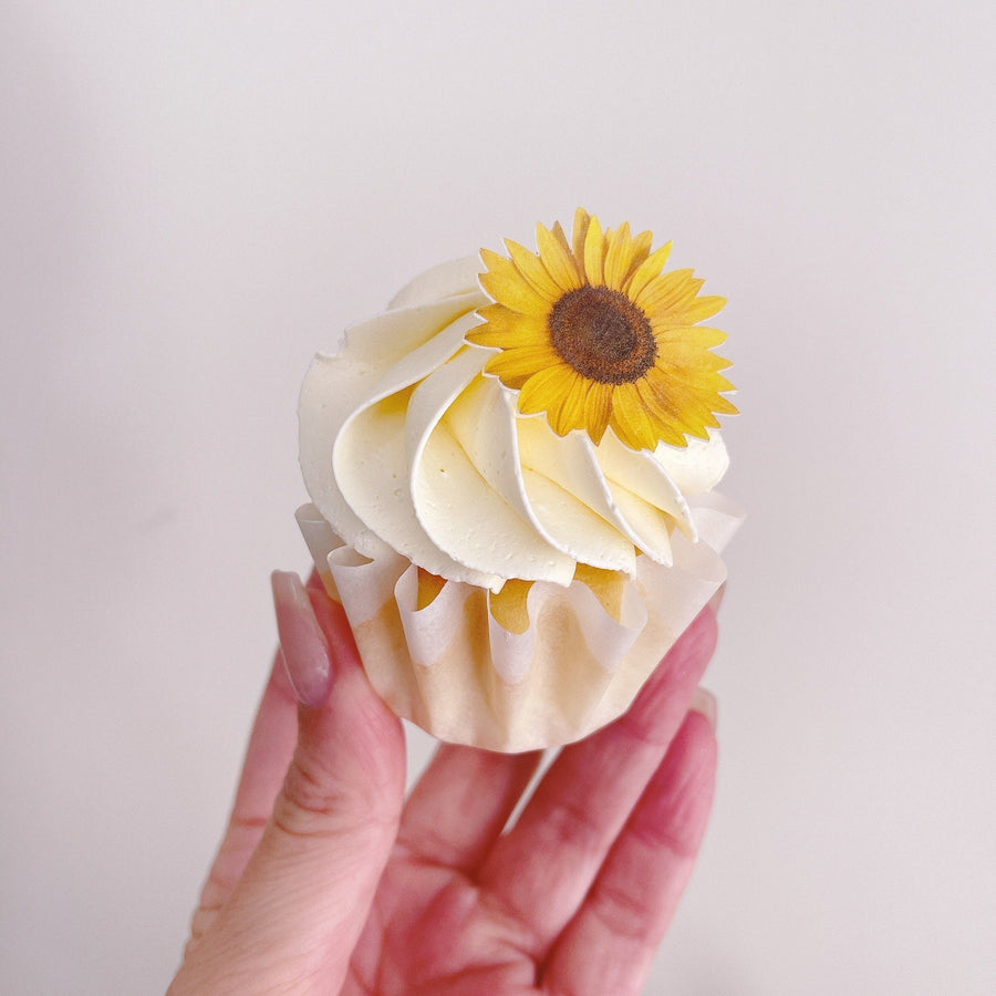 Edible Wafer Cake Cupcake Topper | Sunflowers - 24 Pack