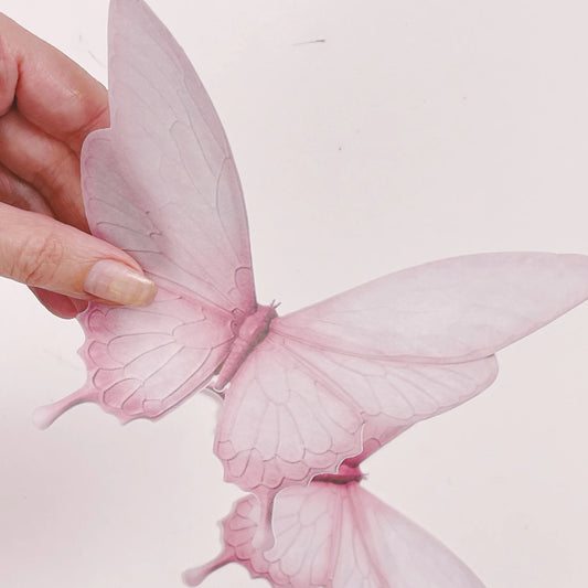 Edible Wafer Cake Cupcake Topper | Giant Wafer Paper Butterflies Pretty in Pink - Set of 2