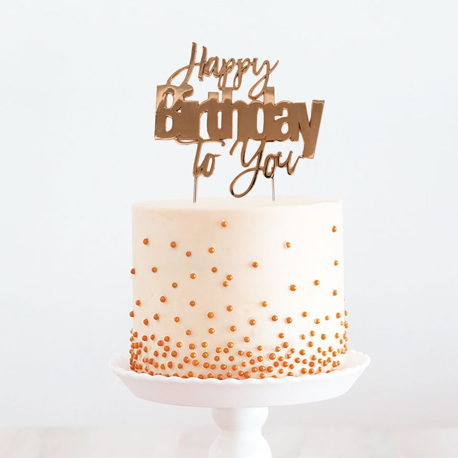 ROSE GOLD Metal Cake Topper - HAPPY BIRTHDAY TO YOU