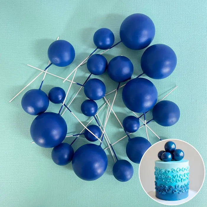 Royal Blue Deco Foam Ball Round Cake Topper (20 piece)