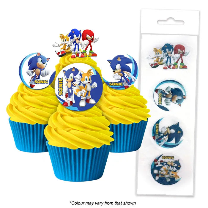 Sonic The Hedgehog Edible Wafer Cupcake Toppers 16pcs
