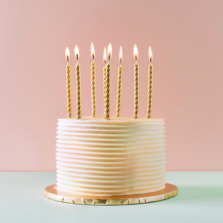 SPIRAL Cake Candles GOLD (Pack of 12)